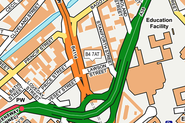 B4 7AT map - OS OpenMap – Local (Ordnance Survey)