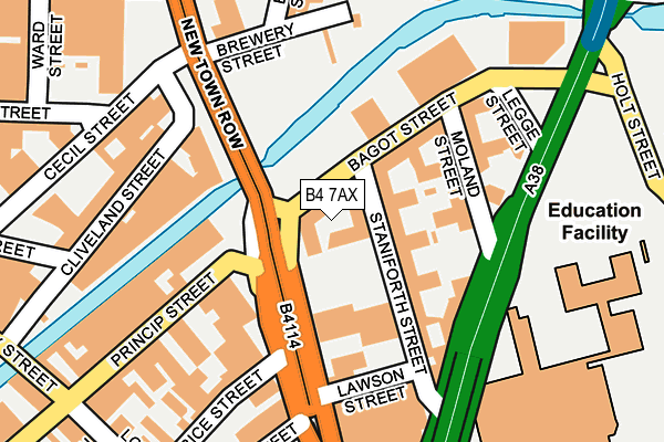 B4 7AX map - OS OpenMap – Local (Ordnance Survey)