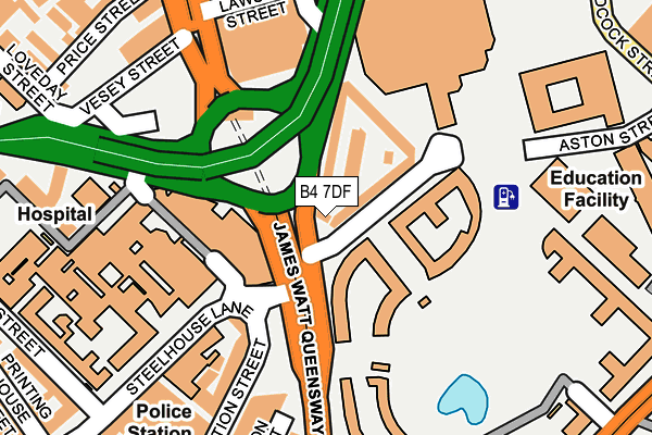 B4 7DF map - OS OpenMap – Local (Ordnance Survey)