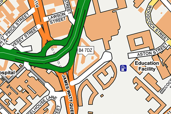 B4 7DZ map - OS OpenMap – Local (Ordnance Survey)