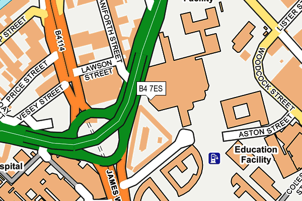 B4 7ES map - OS OpenMap – Local (Ordnance Survey)