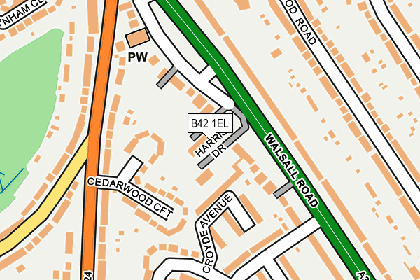 B42 1EL map - OS OpenMap – Local (Ordnance Survey)