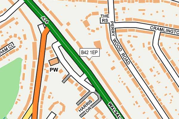 B42 1EP map - OS OpenMap – Local (Ordnance Survey)