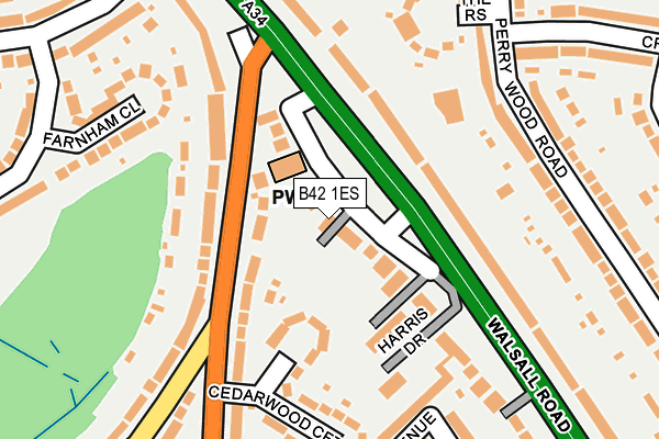 B42 1ES map - OS OpenMap – Local (Ordnance Survey)