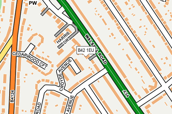 B42 1EU map - OS OpenMap – Local (Ordnance Survey)