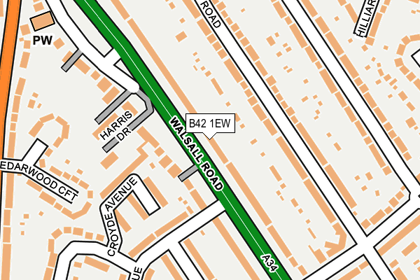 B42 1EW map - OS OpenMap – Local (Ordnance Survey)