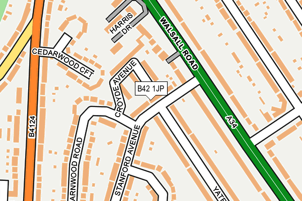 B42 1JP map - OS OpenMap – Local (Ordnance Survey)