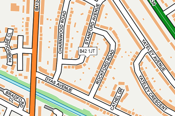 B42 1JT map - OS OpenMap – Local (Ordnance Survey)