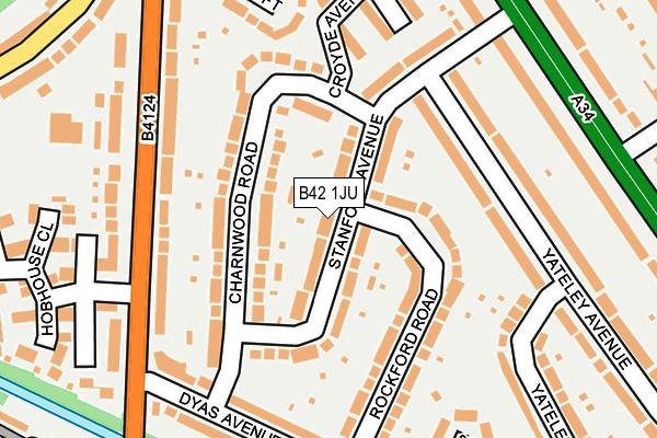 B42 1JU map - OS OpenMap – Local (Ordnance Survey)