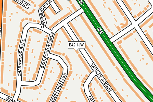 B42 1JW map - OS OpenMap – Local (Ordnance Survey)