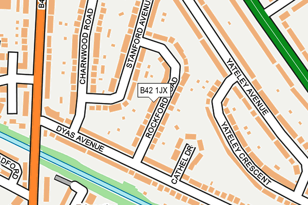 B42 1JX map - OS OpenMap – Local (Ordnance Survey)