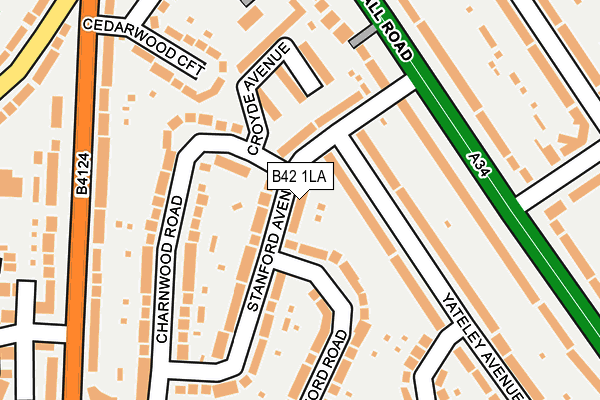 B42 1LA map - OS OpenMap – Local (Ordnance Survey)