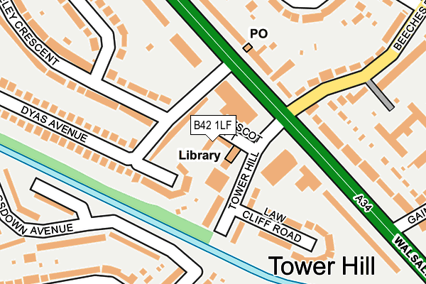 B42 1LF map - OS OpenMap – Local (Ordnance Survey)