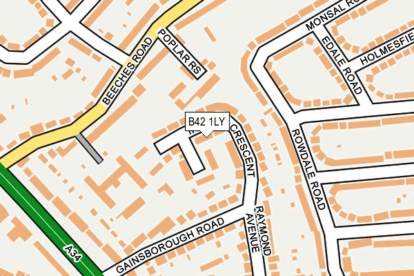 B42 1LY map - OS OpenMap – Local (Ordnance Survey)