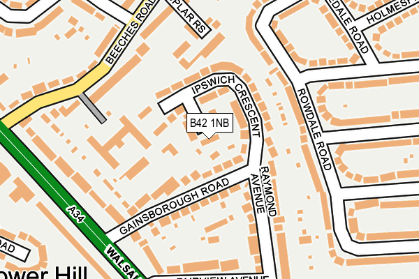 B42 1NB map - OS OpenMap – Local (Ordnance Survey)