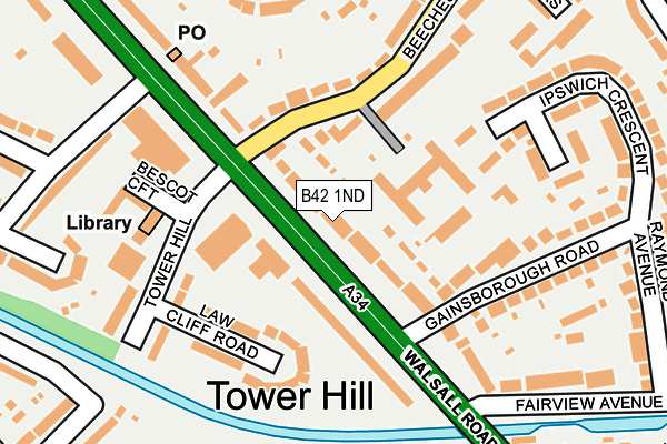 B42 1ND map - OS OpenMap – Local (Ordnance Survey)