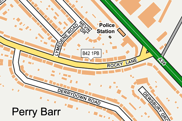 B42 1PB map - OS OpenMap – Local (Ordnance Survey)