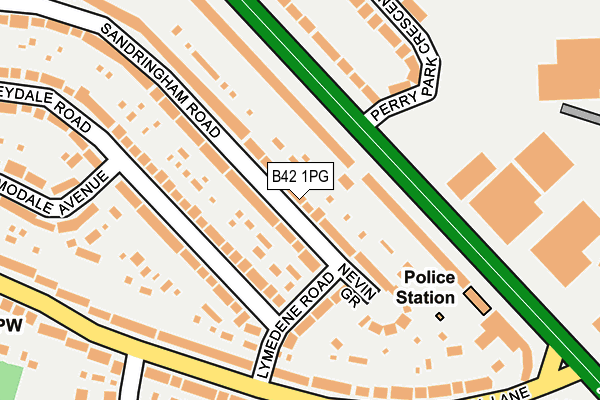 B42 1PG map - OS OpenMap – Local (Ordnance Survey)