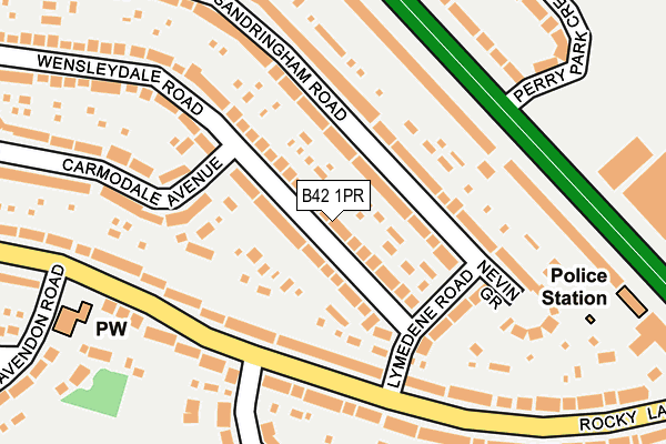 B42 1PR map - OS OpenMap – Local (Ordnance Survey)