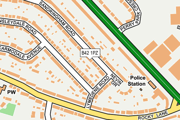 B42 1PZ map - OS OpenMap – Local (Ordnance Survey)