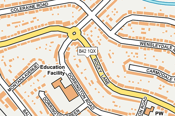 B42 1QX map - OS OpenMap – Local (Ordnance Survey)