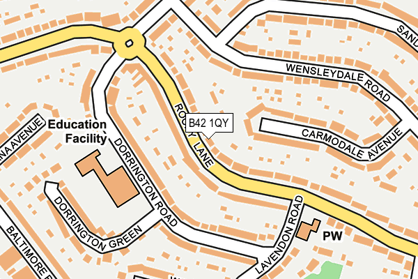B42 1QY map - OS OpenMap – Local (Ordnance Survey)