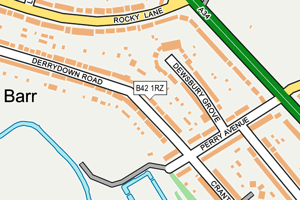 B42 1RZ map - OS OpenMap – Local (Ordnance Survey)