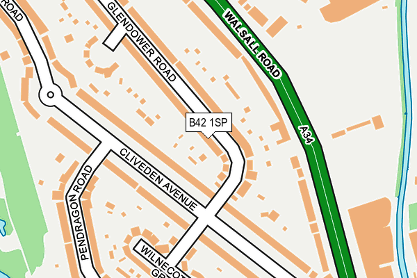 B42 1SP map - OS OpenMap – Local (Ordnance Survey)