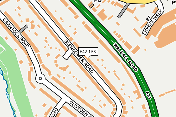 B42 1SX map - OS OpenMap – Local (Ordnance Survey)