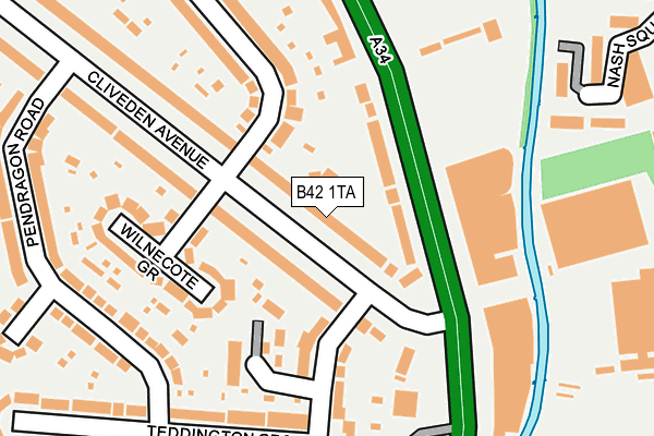 B42 1TA map - OS OpenMap – Local (Ordnance Survey)