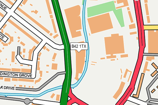 B42 1TX map - OS OpenMap – Local (Ordnance Survey)