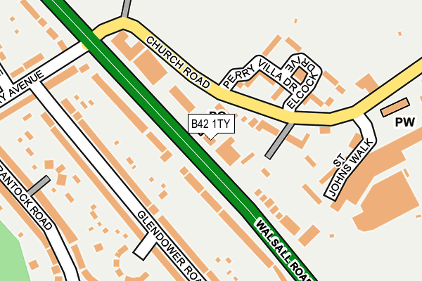 B42 1TY map - OS OpenMap – Local (Ordnance Survey)