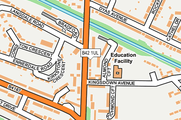 B42 1UL map - OS OpenMap – Local (Ordnance Survey)