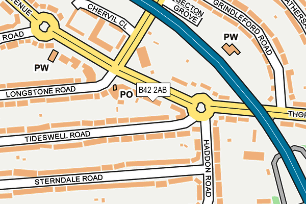 B42 2AB map - OS OpenMap – Local (Ordnance Survey)