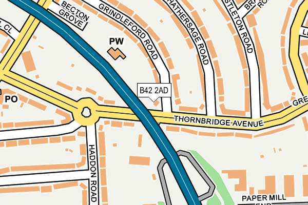 B42 2AD map - OS OpenMap – Local (Ordnance Survey)