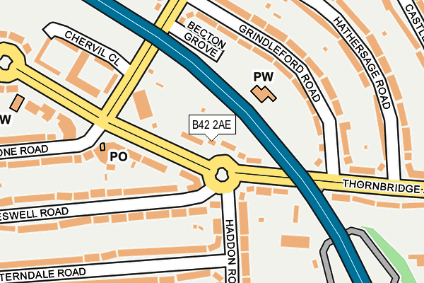 B42 2AE map - OS OpenMap – Local (Ordnance Survey)