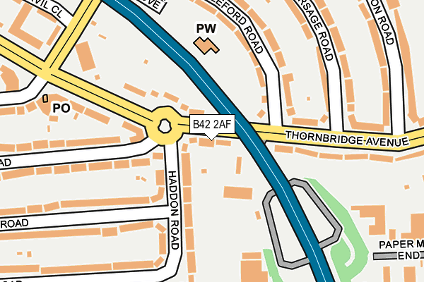 B42 2AF map - OS OpenMap – Local (Ordnance Survey)