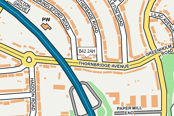 B42 2AH map - OS OpenMap – Local (Ordnance Survey)