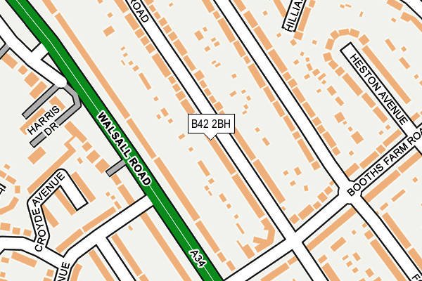 B42 2BH map - OS OpenMap – Local (Ordnance Survey)