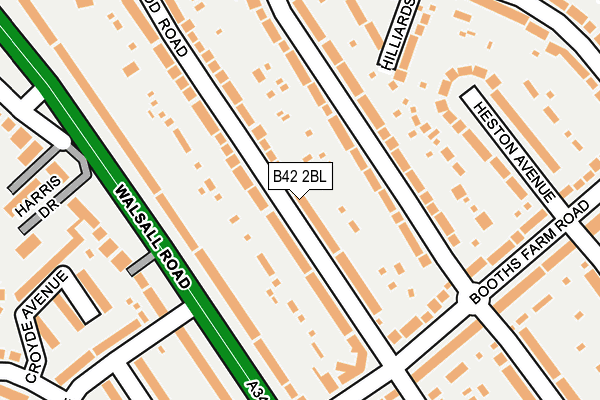 B42 2BL map - OS OpenMap – Local (Ordnance Survey)