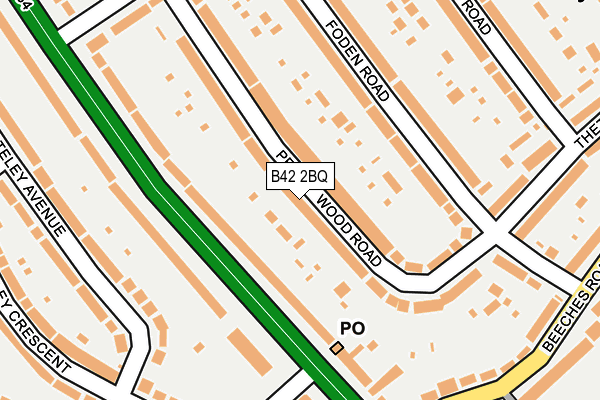 B42 2BQ map - OS OpenMap – Local (Ordnance Survey)