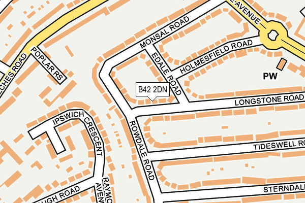 B42 2DN map - OS OpenMap – Local (Ordnance Survey)