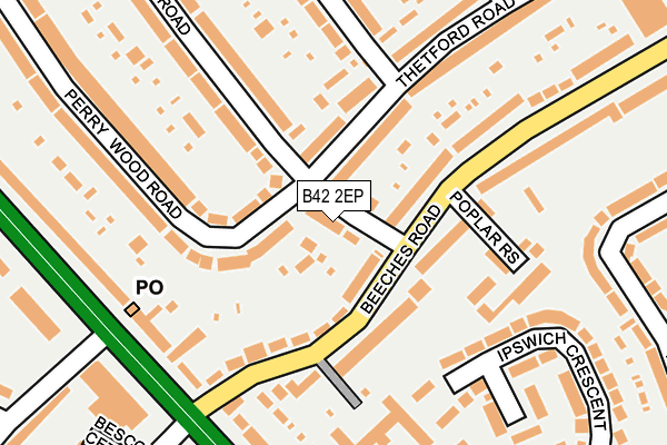 B42 2EP map - OS OpenMap – Local (Ordnance Survey)