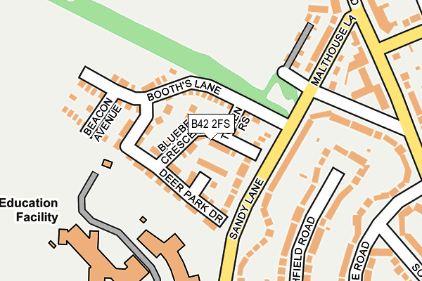 B42 2FS map - OS OpenMap – Local (Ordnance Survey)