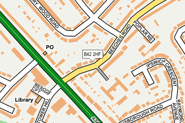 B42 2HF map - OS OpenMap – Local (Ordnance Survey)