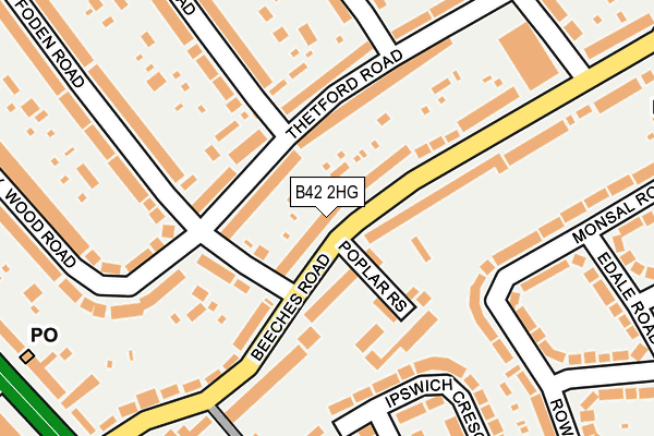 B42 2HG map - OS OpenMap – Local (Ordnance Survey)