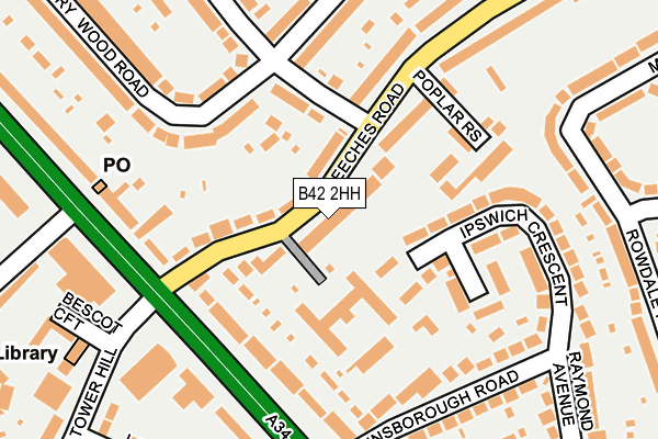 B42 2HH map - OS OpenMap – Local (Ordnance Survey)