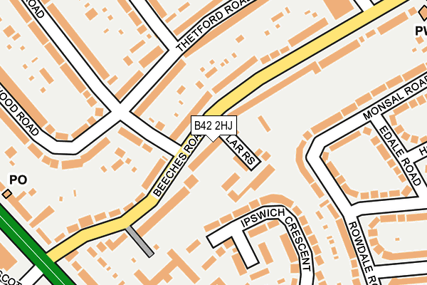 B42 2HJ map - OS OpenMap – Local (Ordnance Survey)