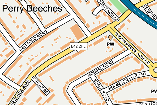 B42 2HL map - OS OpenMap – Local (Ordnance Survey)