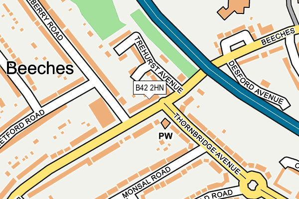 B42 2HN map - OS OpenMap – Local (Ordnance Survey)
